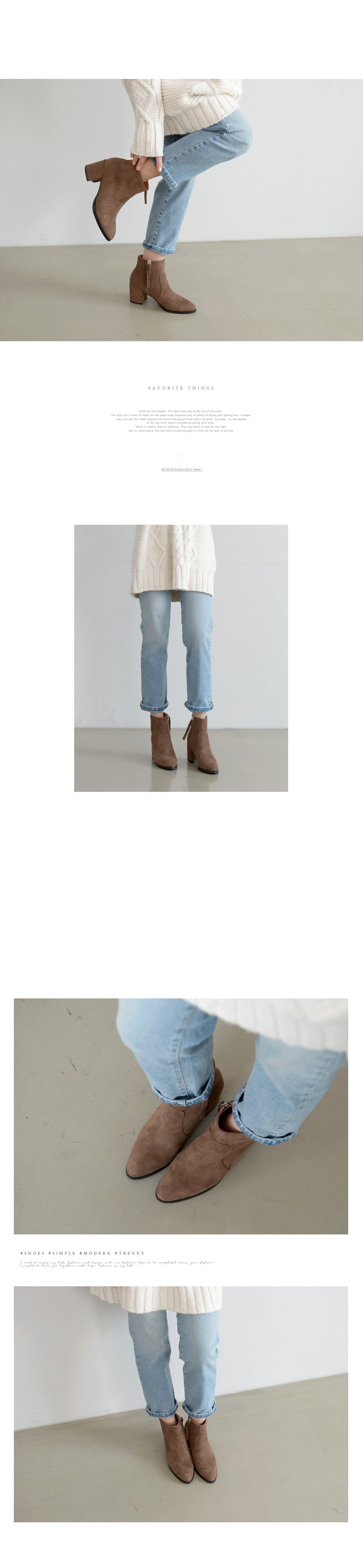 Women Suede Ankle Boots Heel Tongue Angle 6cm Heel