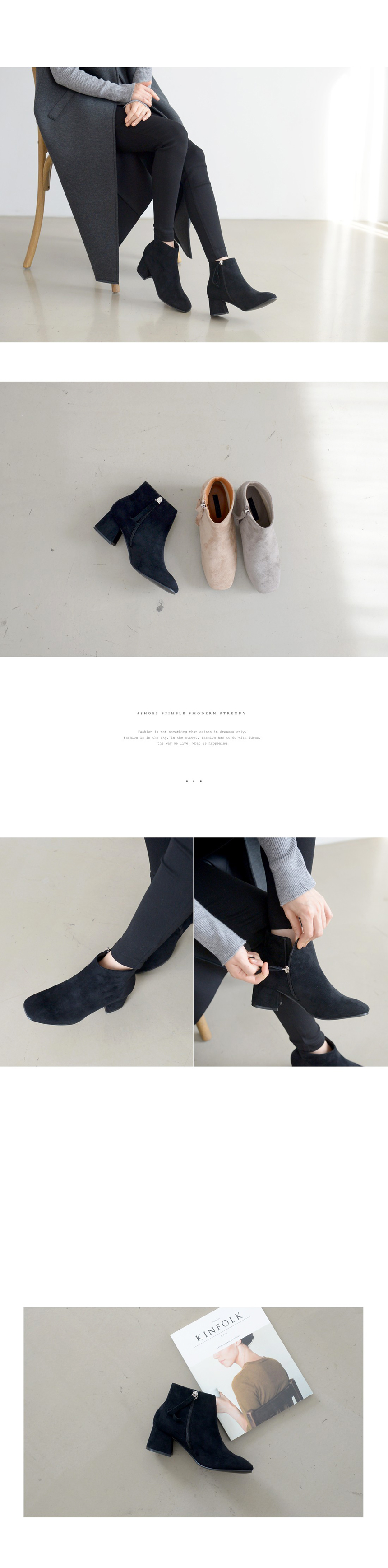 Suede Ankle Boots Heel Female Angle Tongue 5cm Hee