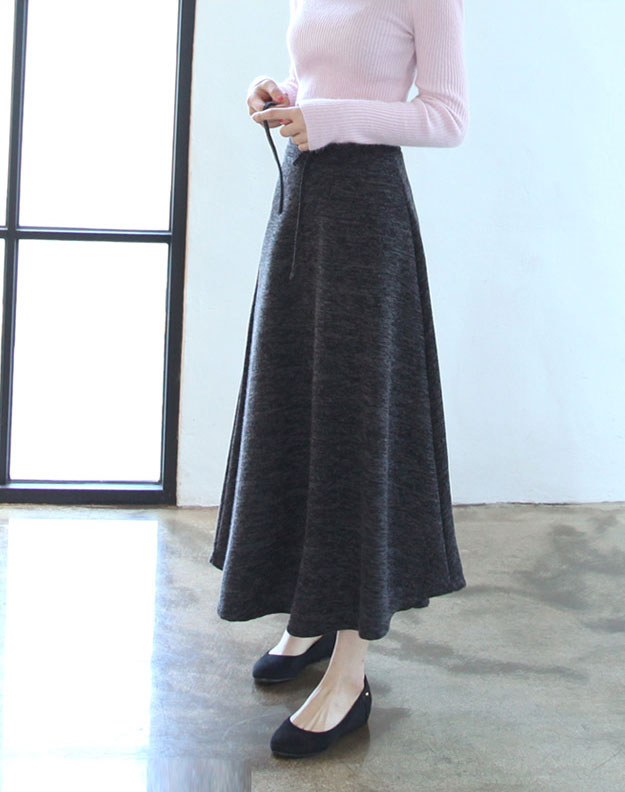 Brushed flared skirt Able banding Basic Basic Long
