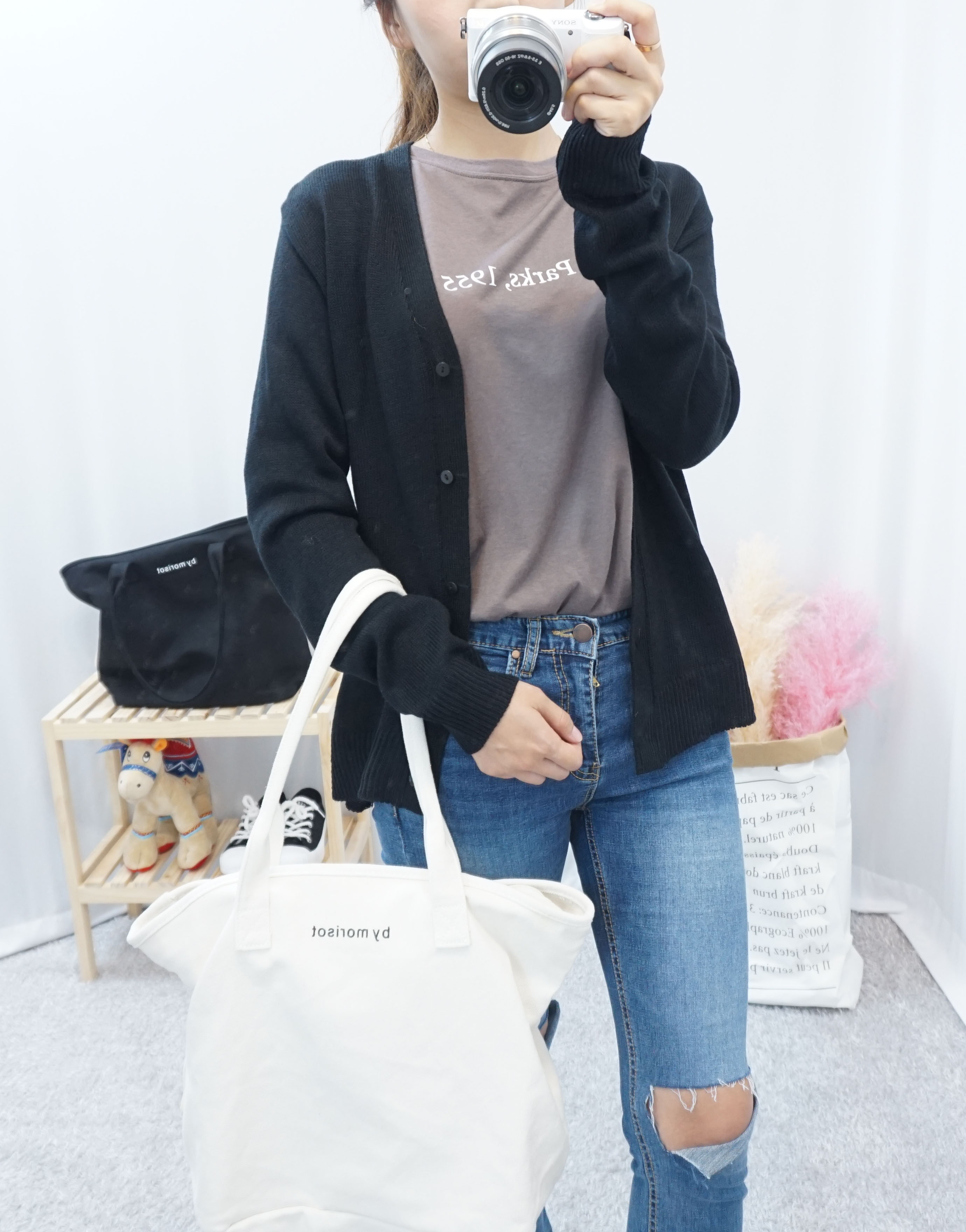 Daily Diary Round Zipper Canvas Eco Bag 2color Stu