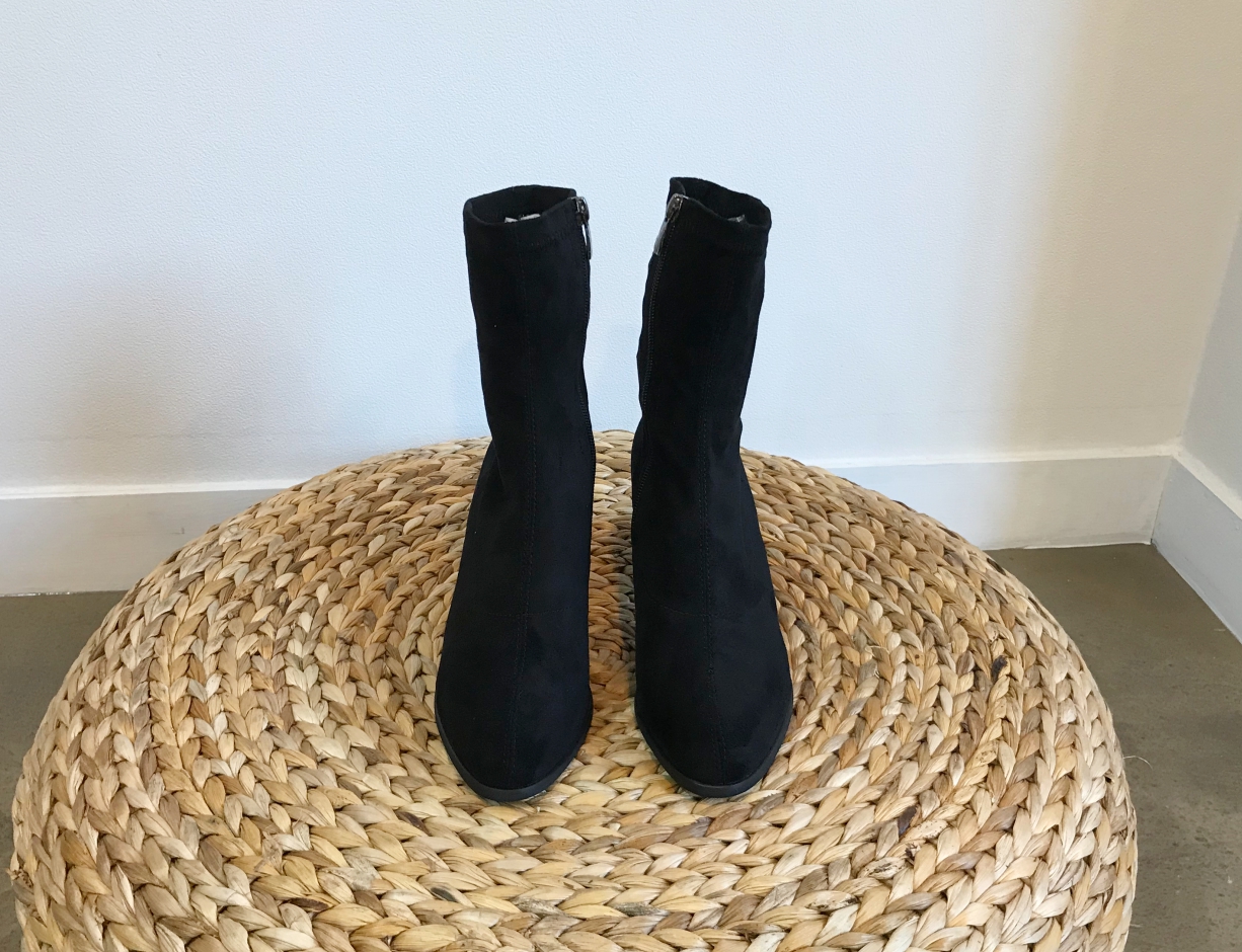 Suede Socks Mid-Heel Angle Boots Black, Brown Fall