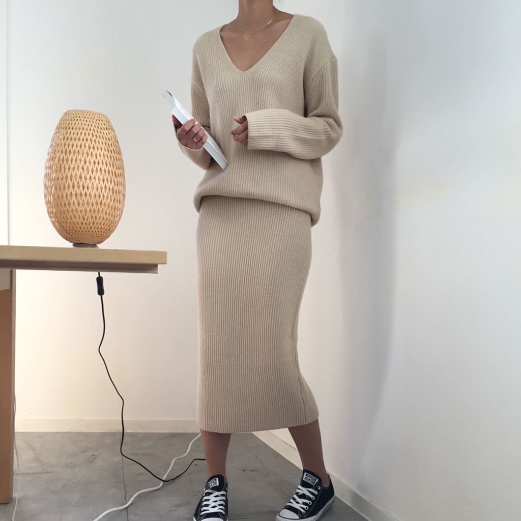 Winter Goliath Knit Long Skirt 3color Coordination