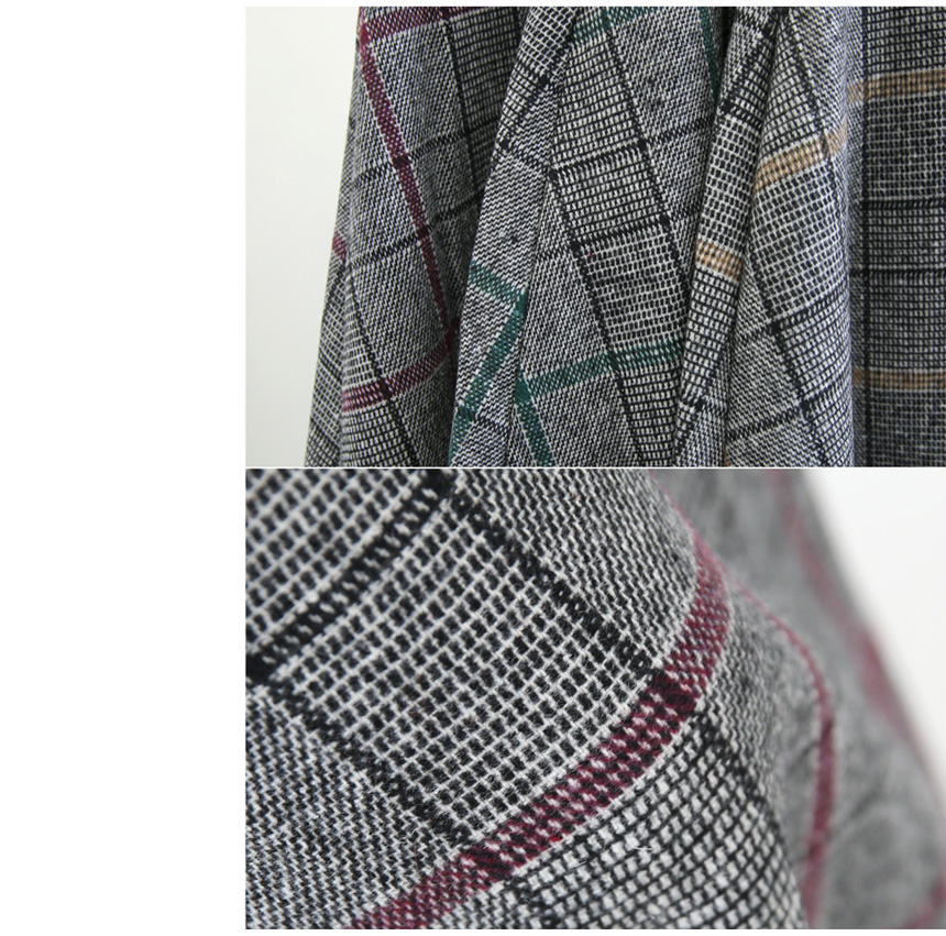 Long sleeved wool flare check A line Women's 30