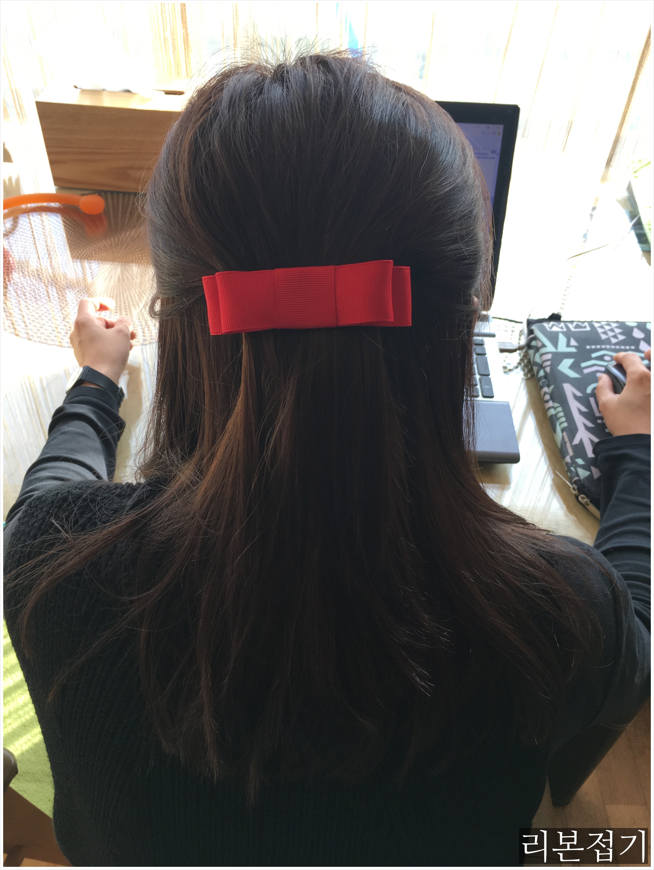 Hair Accessories Handmade bangs Red ribbon pins 1 