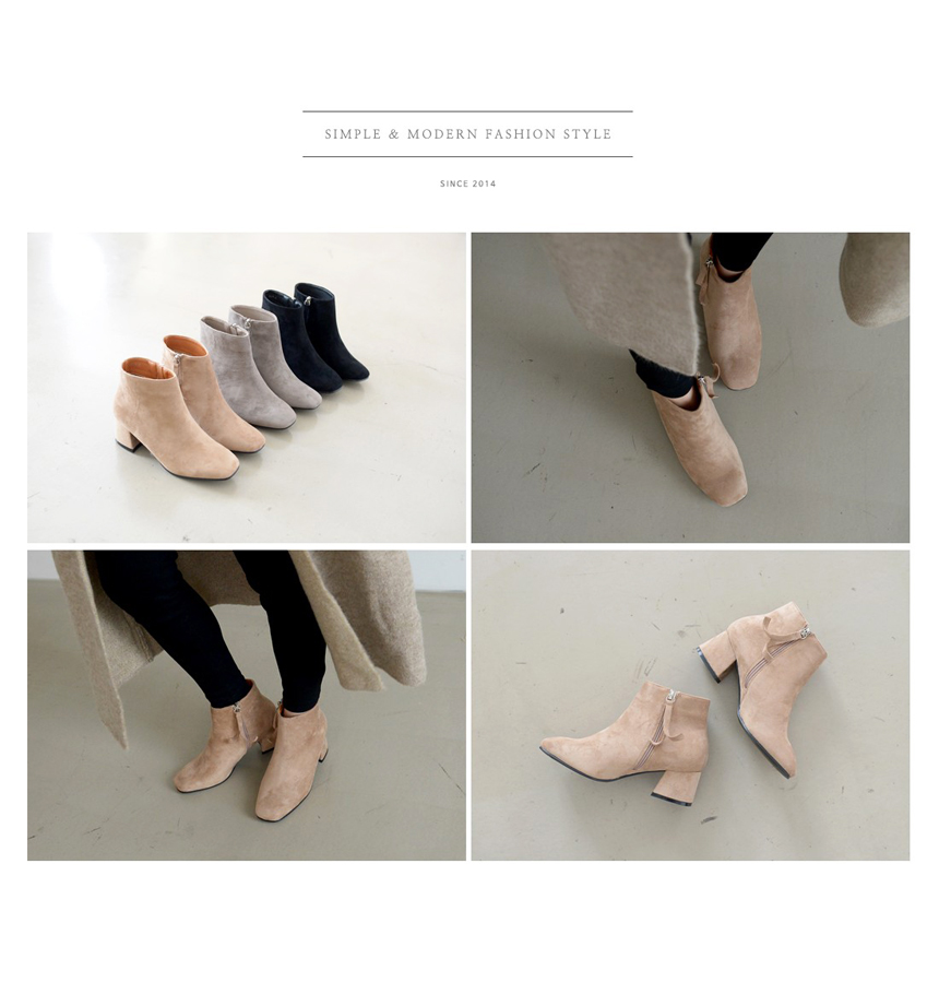 Suede Ankle Boots Heel Female Angle Tongue 5cm Hee