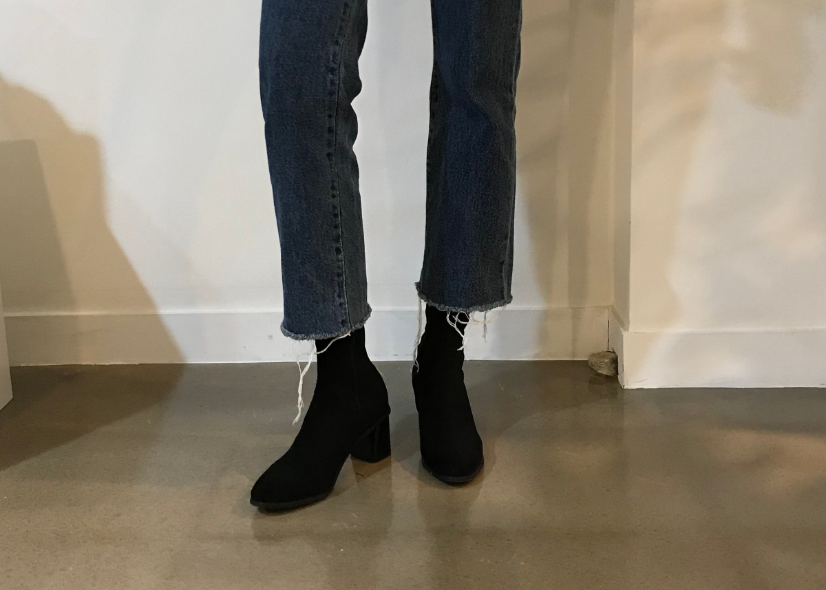 Suede Socks Mid-Heel Angle Boots Black, Brown Fall