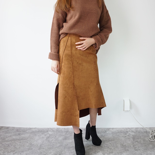 Mermaid a-line leather unverted suede brown colore