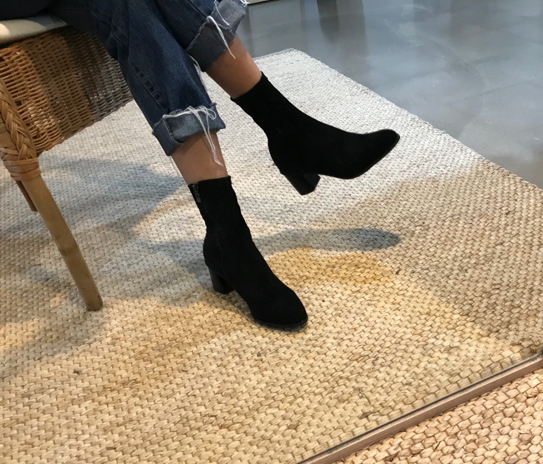 Suede Socks Mid-Heel Angle Boots Black, Brown Fall