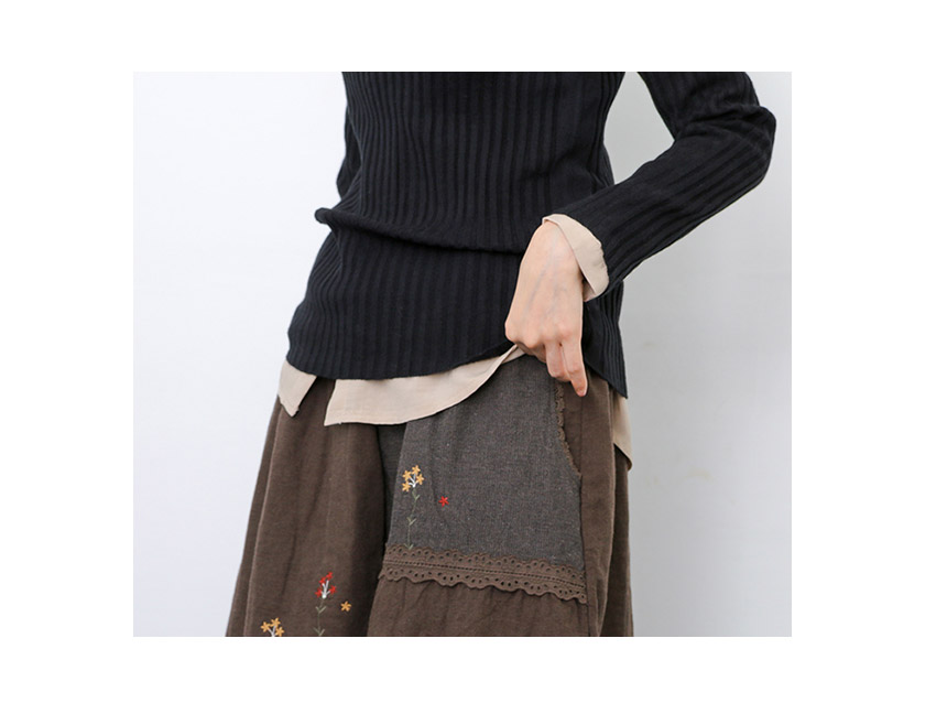 Winter embroidered skirts Long skirt lace Volume B