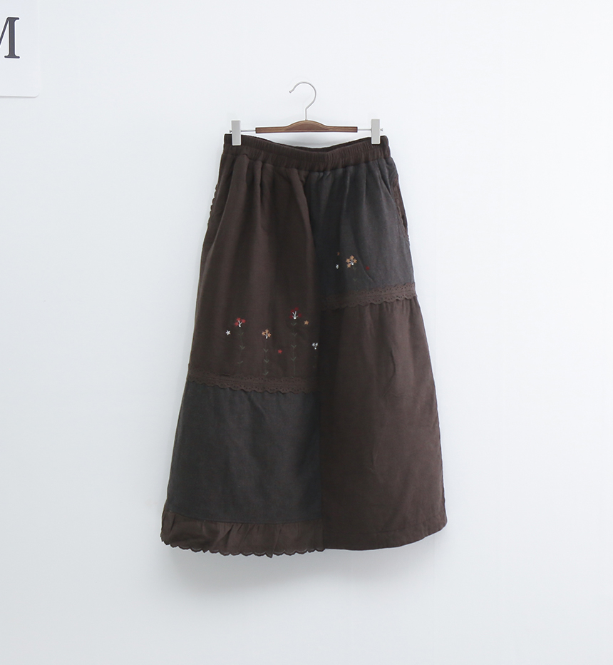 Winter embroidered skirts Long skirt lace Volume B