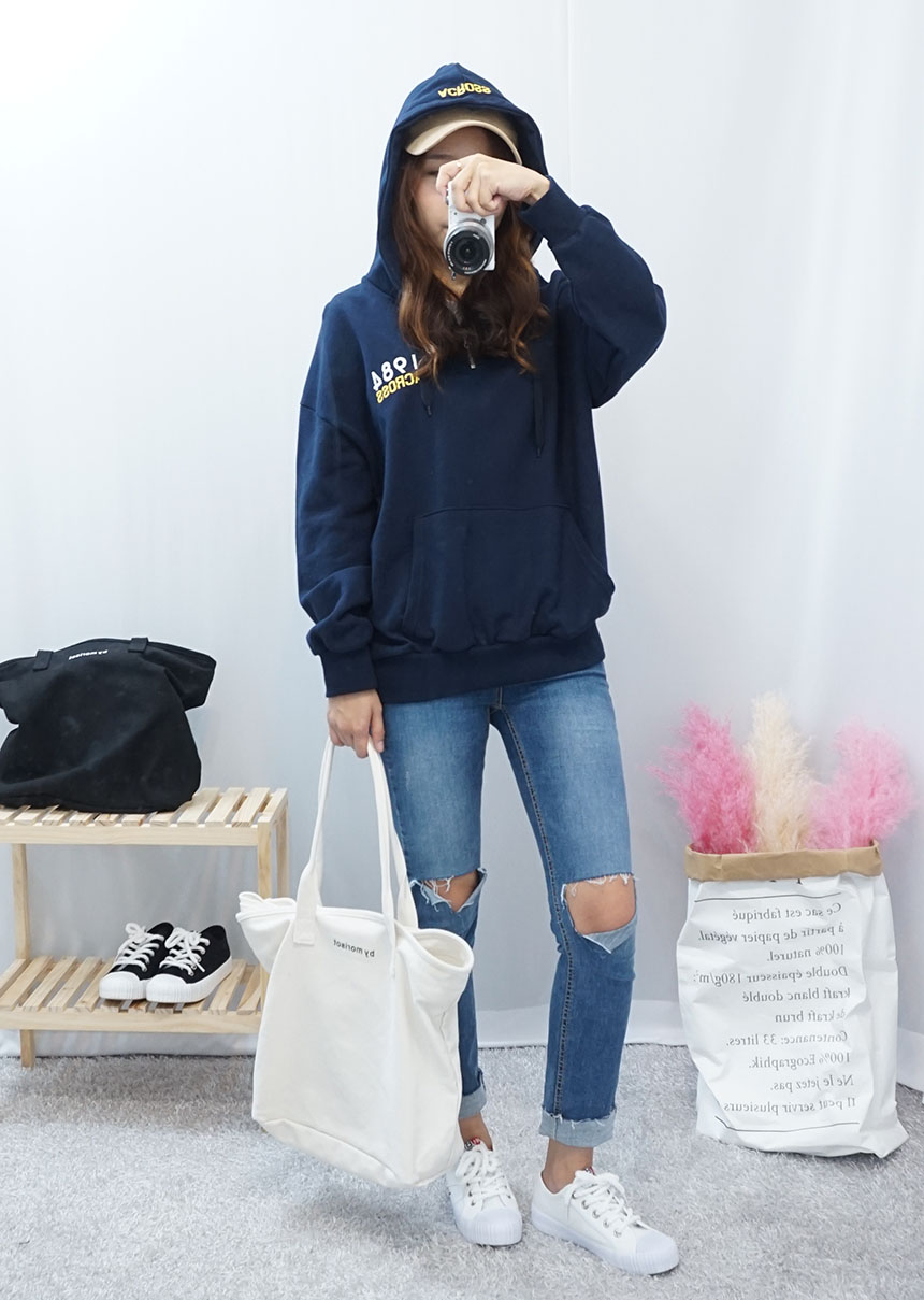 Daily Diary Round Zipper Canvas Eco Bag 2color Stu