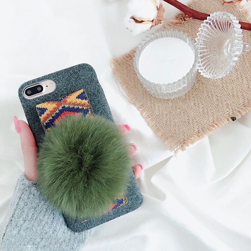 Lana iPhone 8 Pom foam case plus strap card embroi