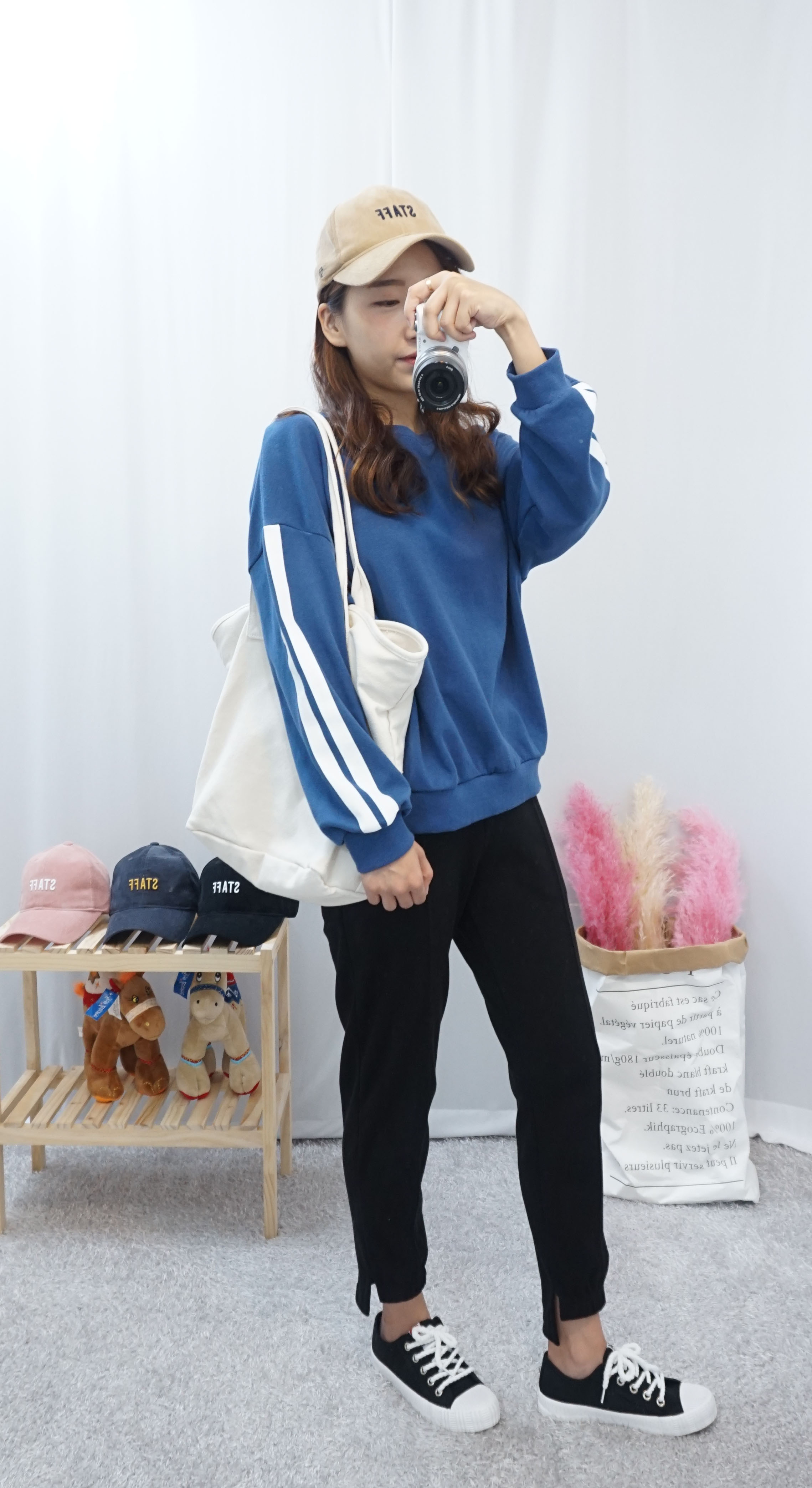 Daily Diary Round Zipper Canvas Eco Bag 2color Stu