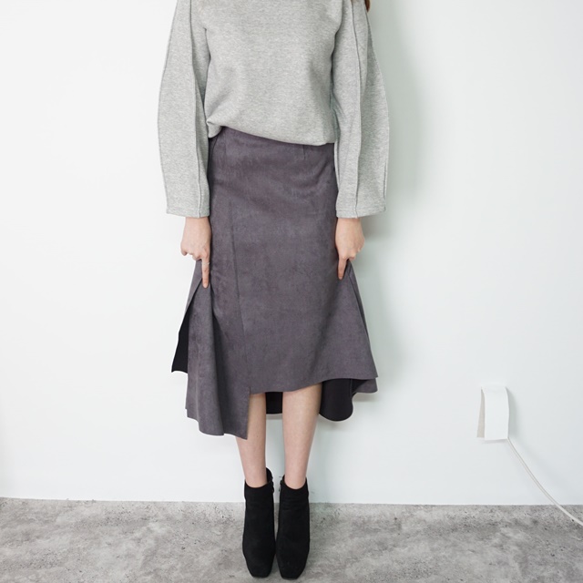 Mermaid a-line leather unverted suede brown colore