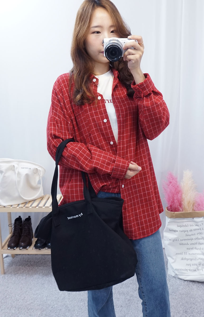 Daily Diary Round Zipper Canvas Eco Bag 2color Stu