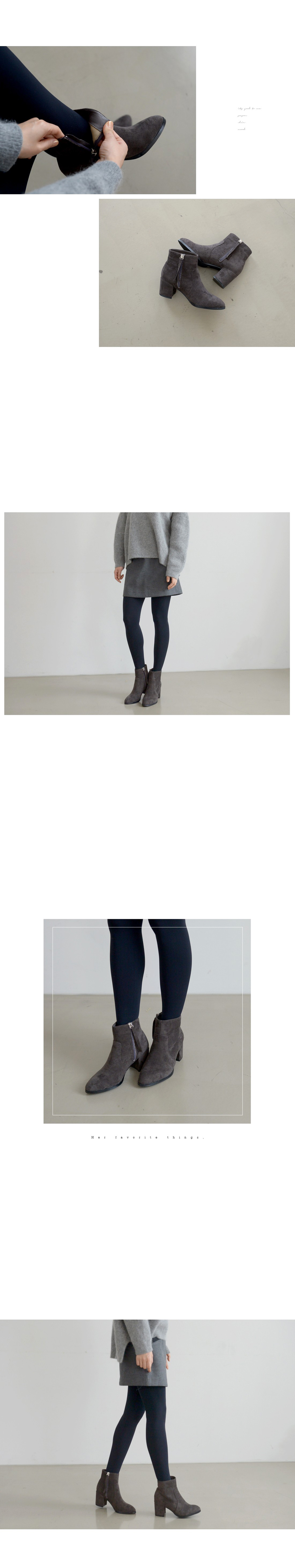 Women Suede Ankle Boots Heel Tongue Angle 6cm Heel