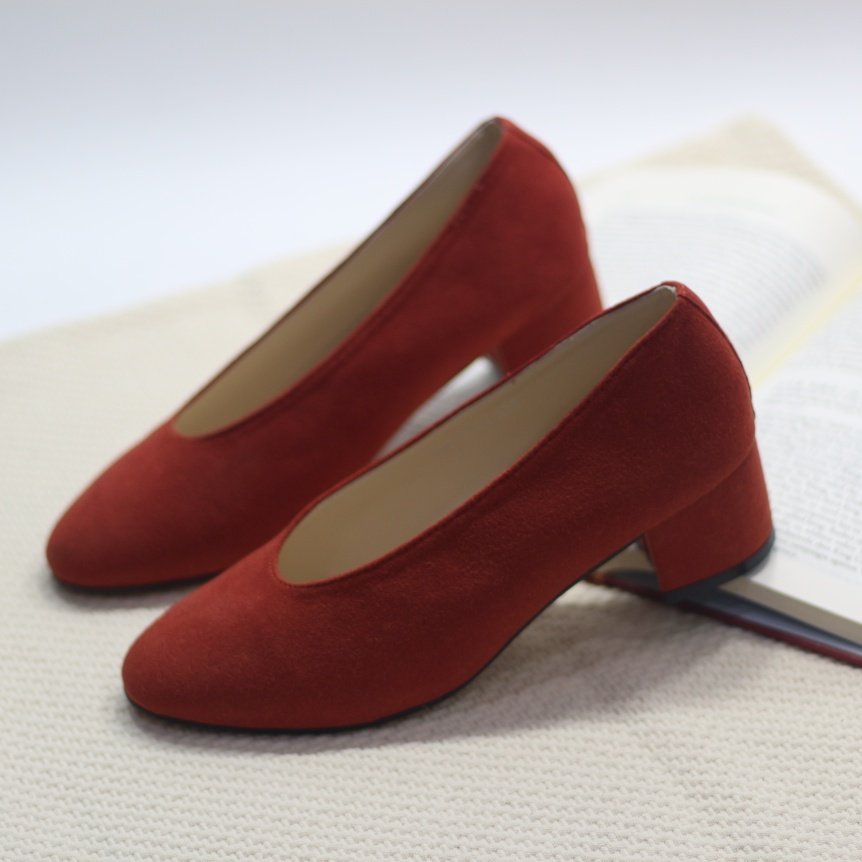 Suede Middle Heel Looper Shoes 5cm Shoes Winter Fl