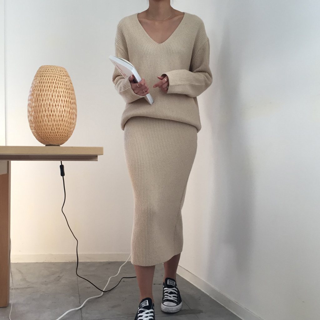 Winter Goliath Knit Long Skirt 3color Coordination