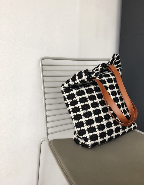 Daily Knit Eco Bag Winter Check Cloth Bag