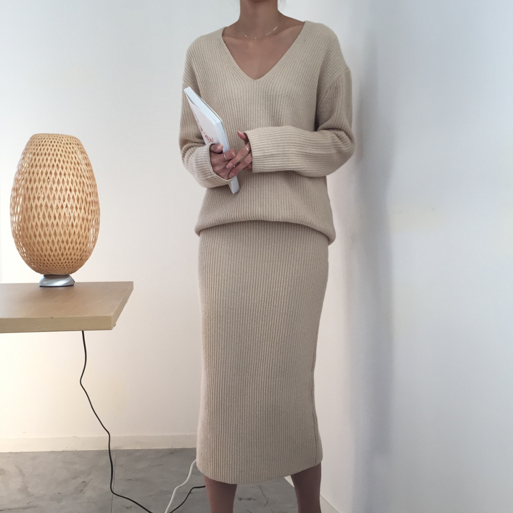 Winter Goliath Knit Long Skirt 3color Coordination