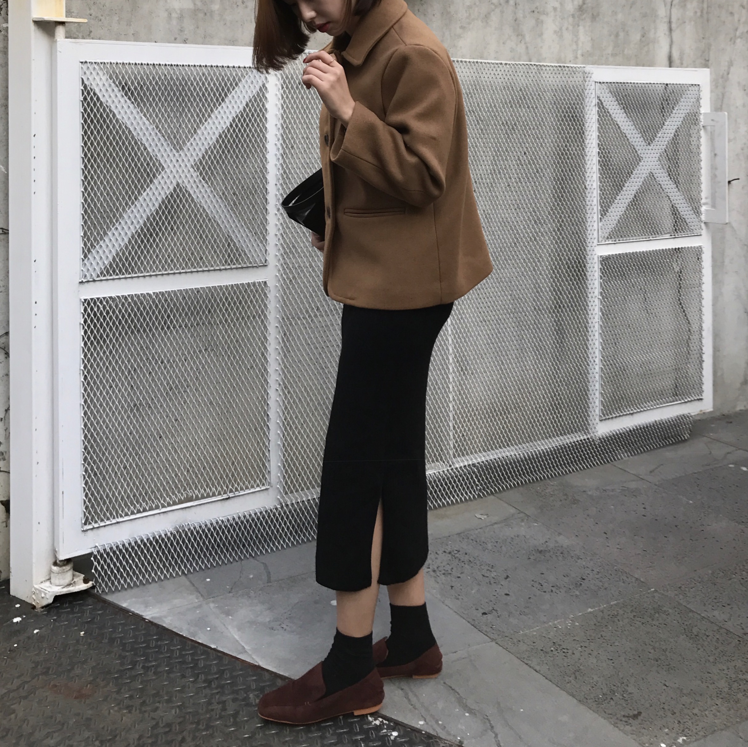 Basic Knit Skirt 2color Skirt Winter Black Long