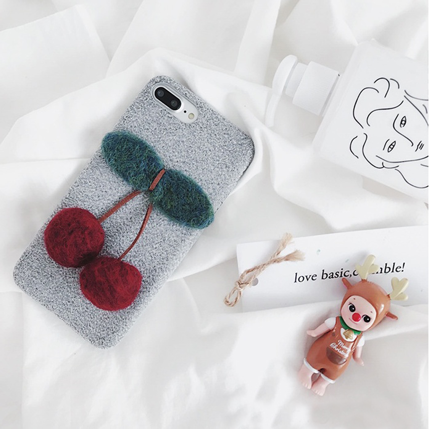 Cherry iPhone 8 Winter Case Plus Strap Embroidery 