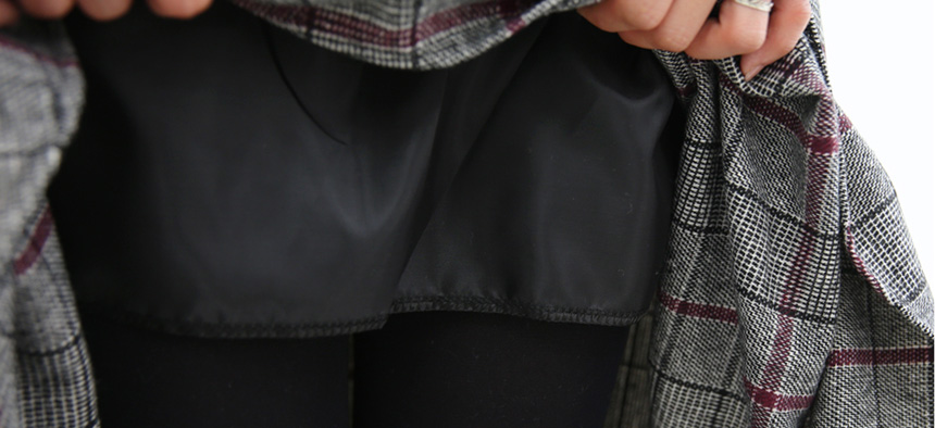 Long sleeved wool flare check A line Women's 30