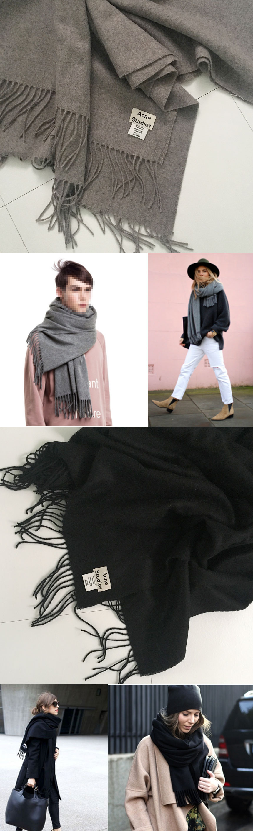 Acne wool muffler Wide mill Unisex studio pink sha