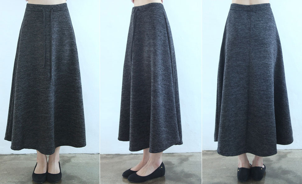 Brushed flared skirt Able banding Basic Basic Long