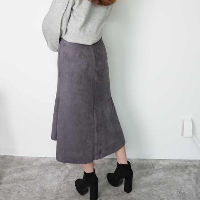 Mermaid a-line leather unverted suede brown colore