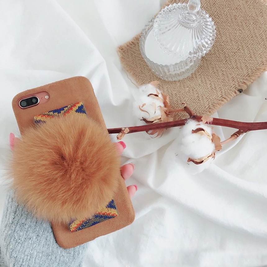 Lana iPhone 8 Pom foam case plus strap card embroi