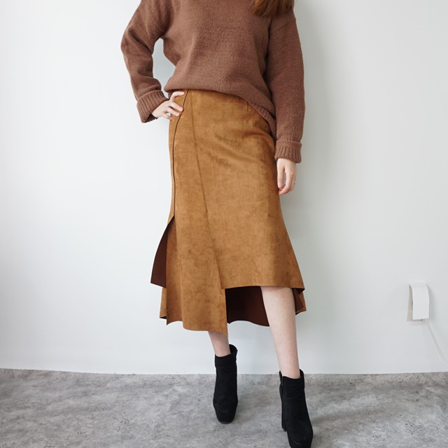 Mermaid a-line leather unverted suede brown colore