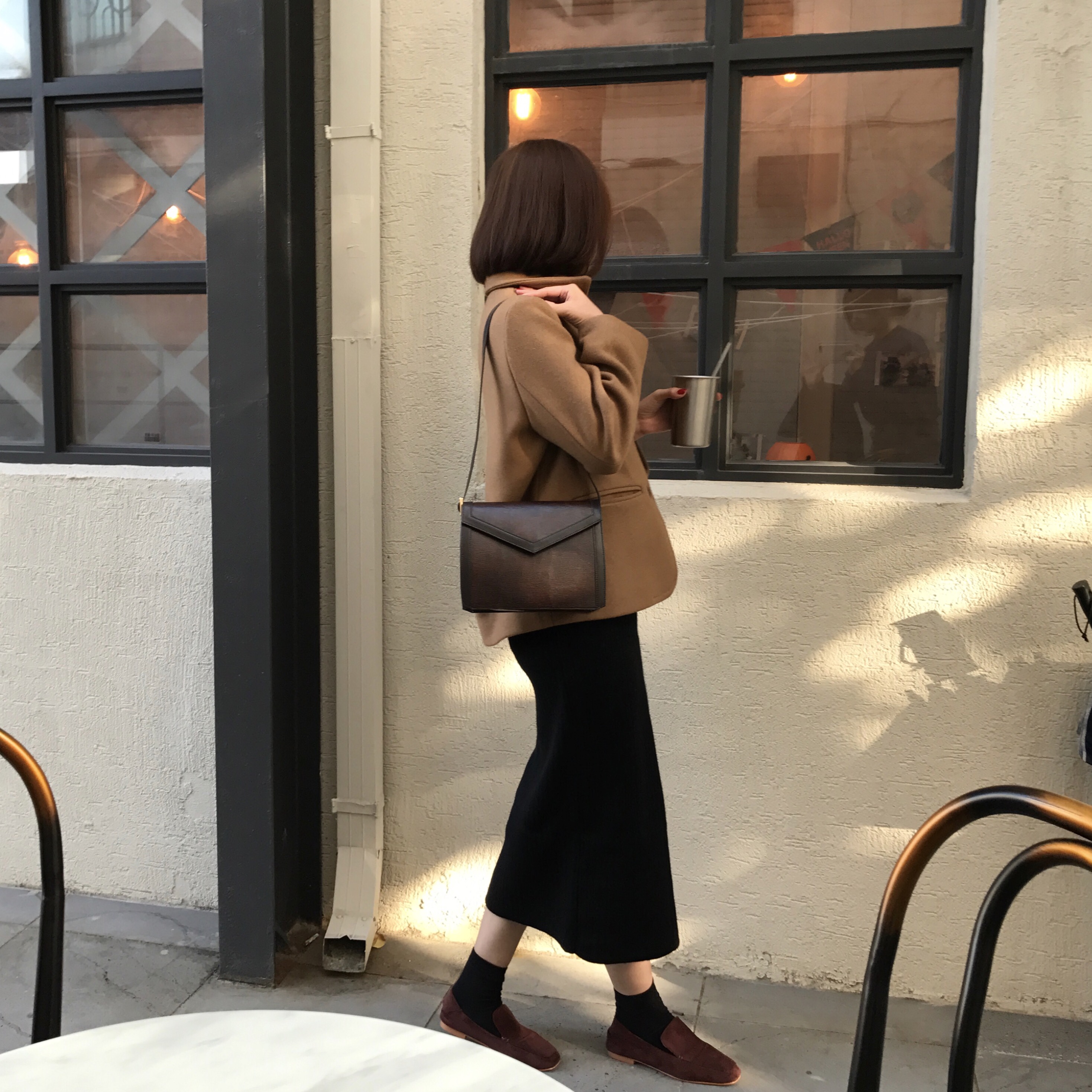 Basic Knit Skirt 2color Skirt Winter Black Long