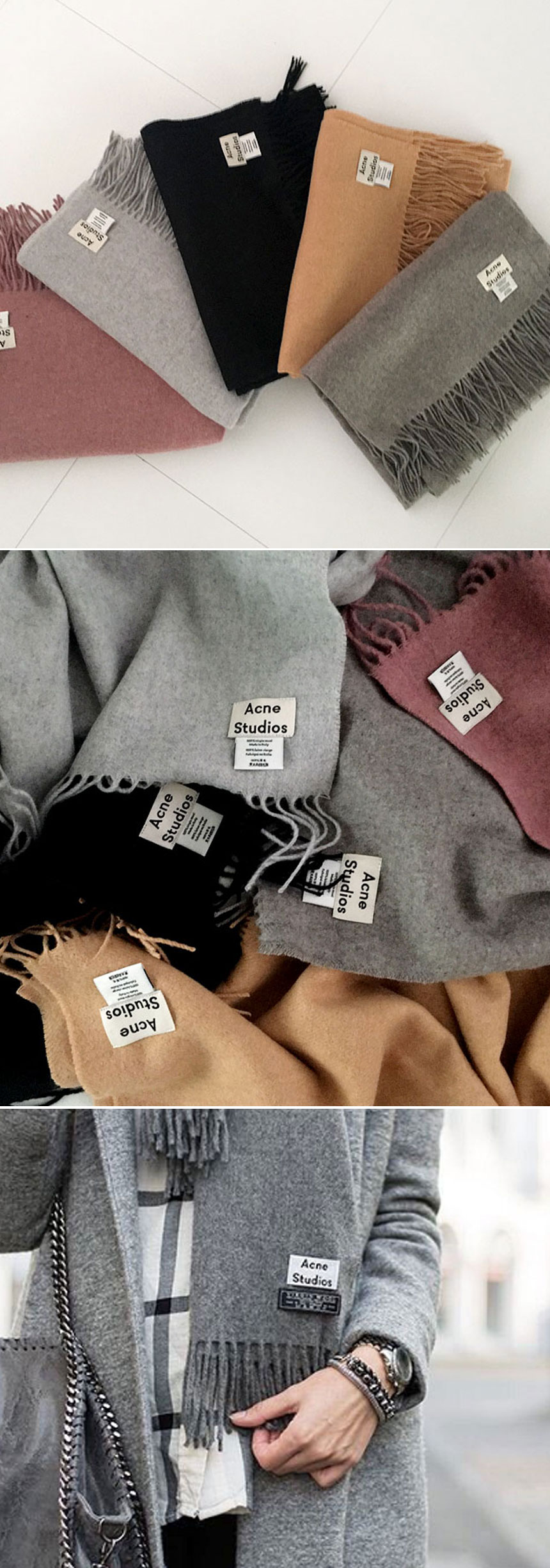 Acne wool muffler Wide mill Unisex studio pink sha