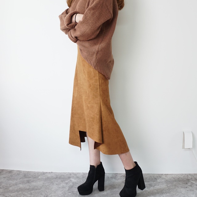 Mermaid a-line leather unverted suede brown colore