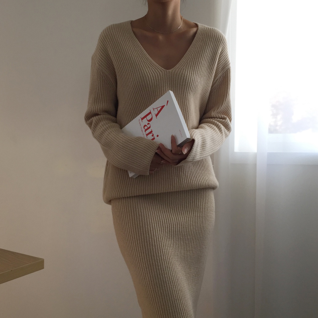 Winter Goliath Knit Long Skirt 3color Coordination