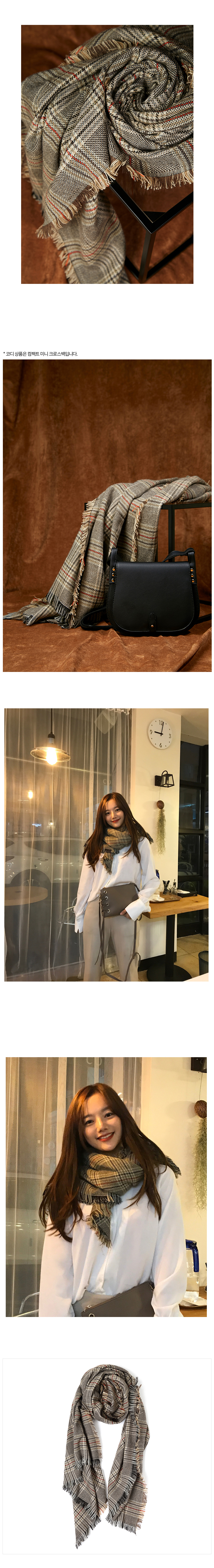 Brown Glen check long fringe muffler unisex public