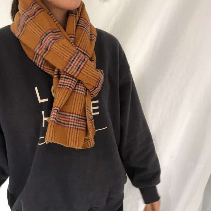 Autumn check muffler 2color Women Classic Vintage 
