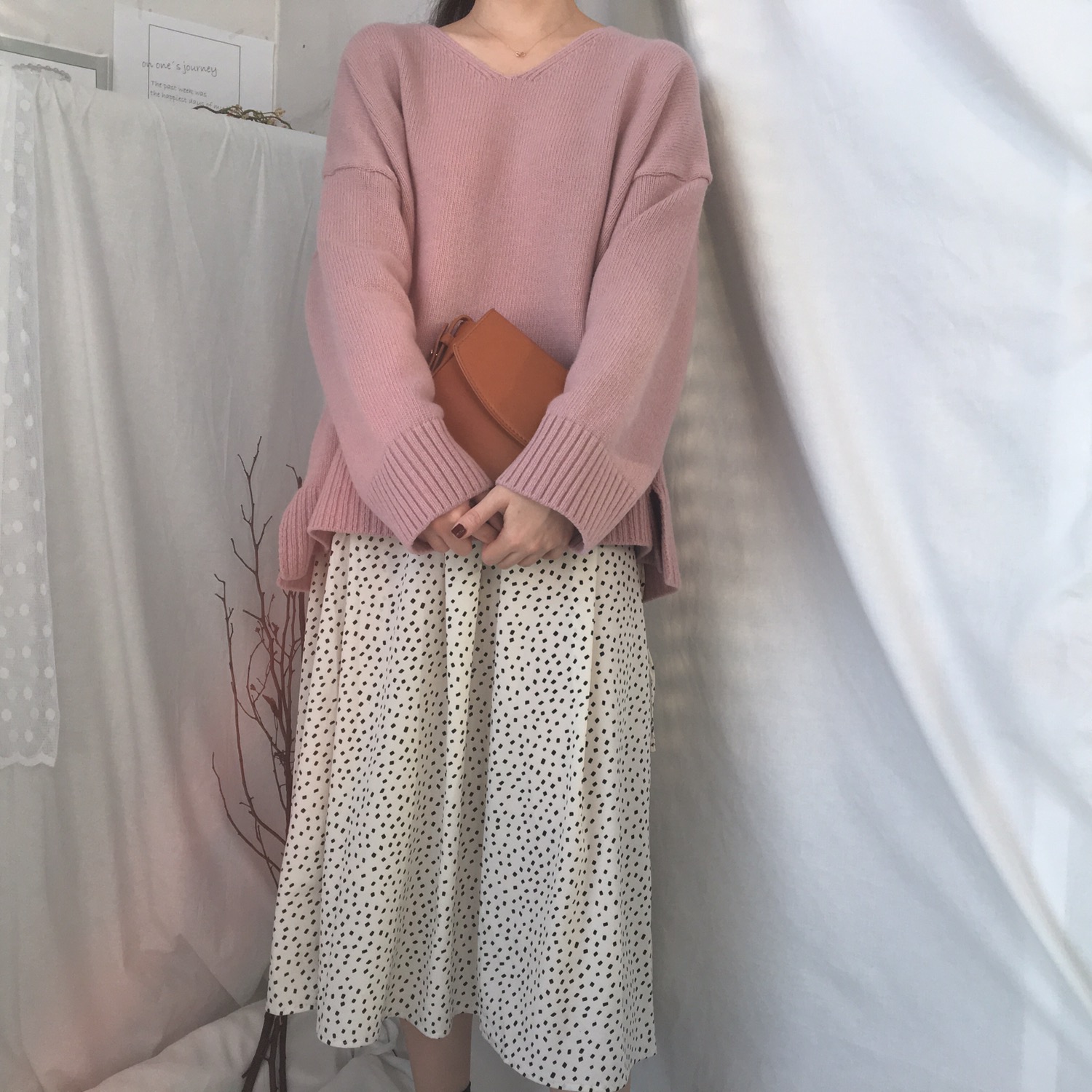 French Chiffon Long Dot Skirt 30's Female Guest