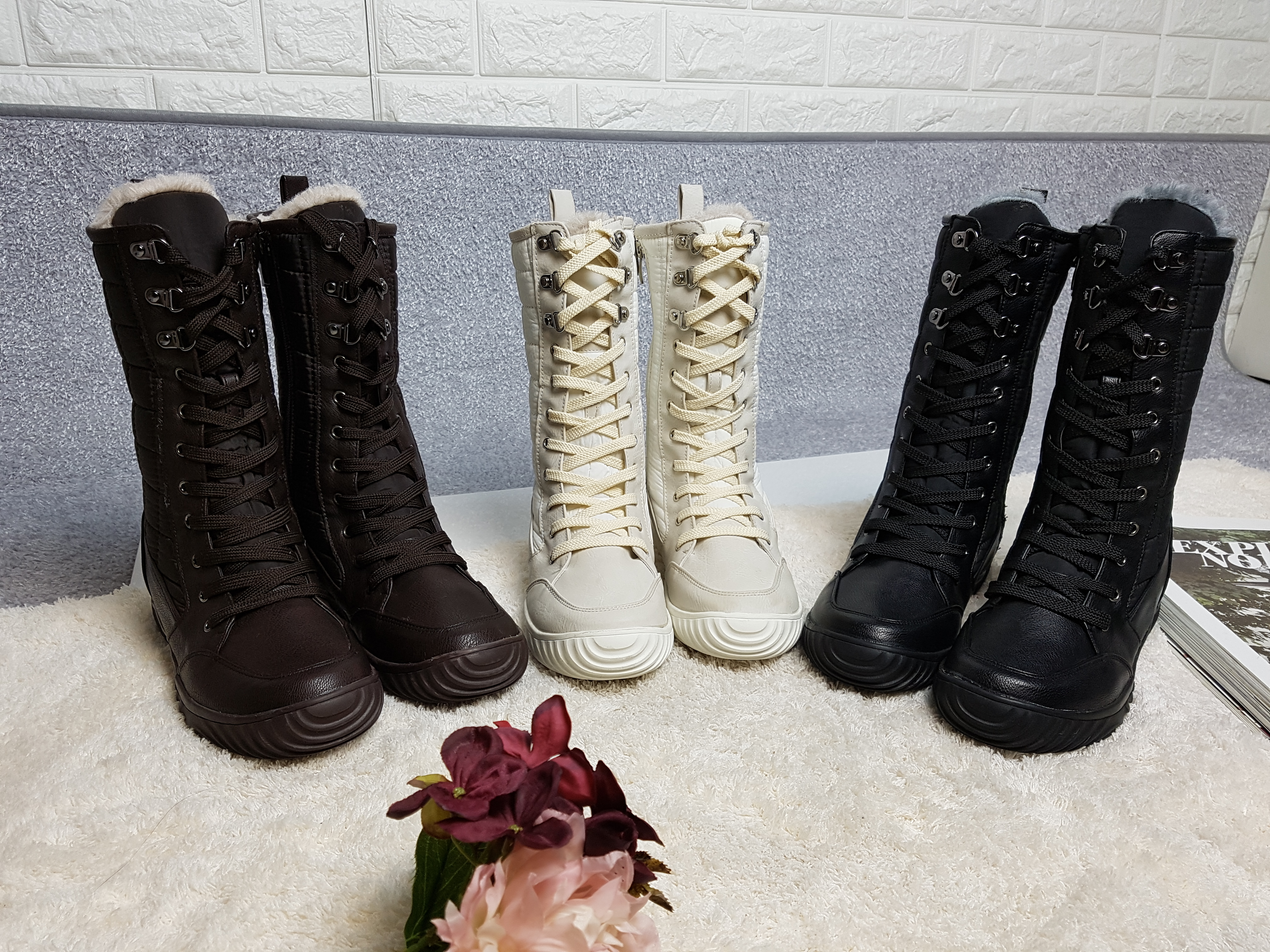 Lace up padded boots 222 Luxurious cute casual lon