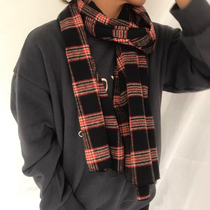 Autumn check muffler 2color Women Classic Vintage 