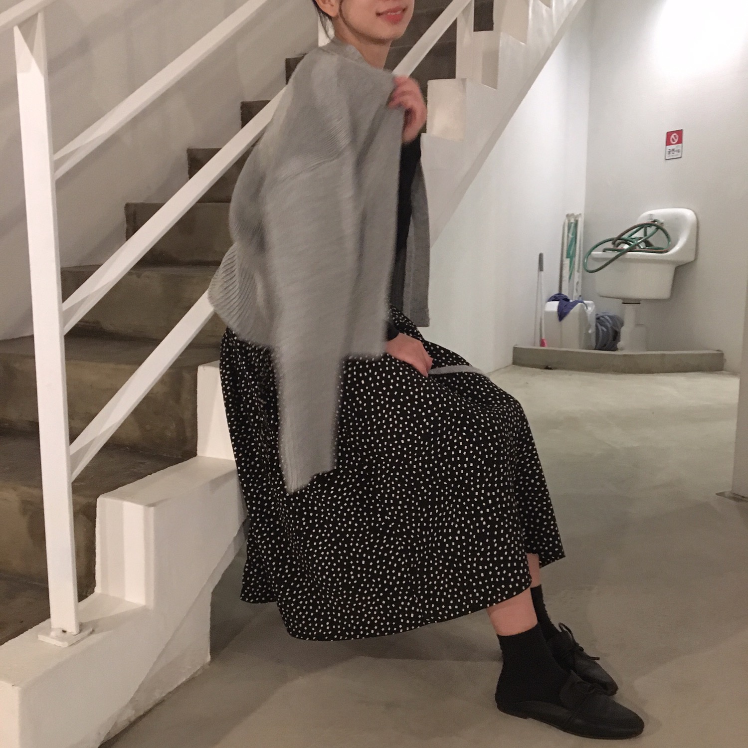 French Chiffon Long Dot Skirt 30's Female Guest