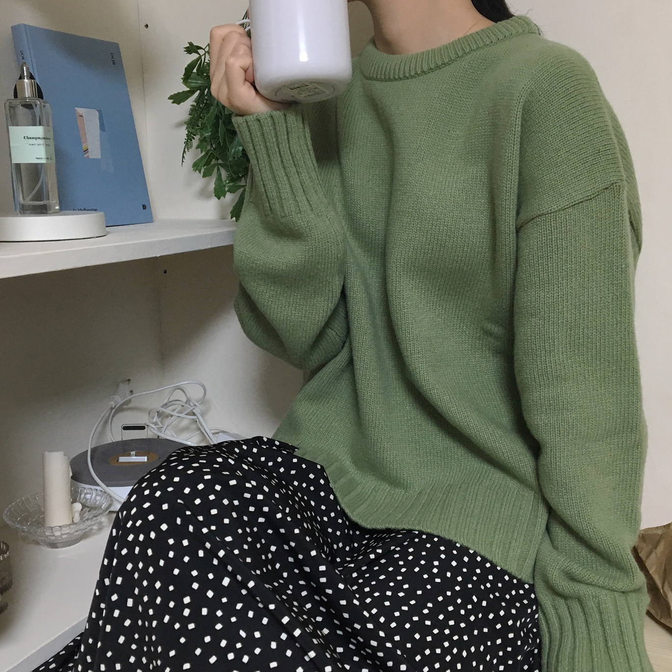 French Chiffon Long Dot Skirt 30's Female Guest