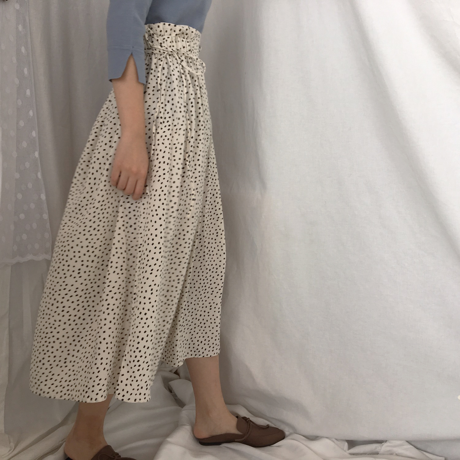 French Chiffon Long Dot Skirt 30's Female Guest