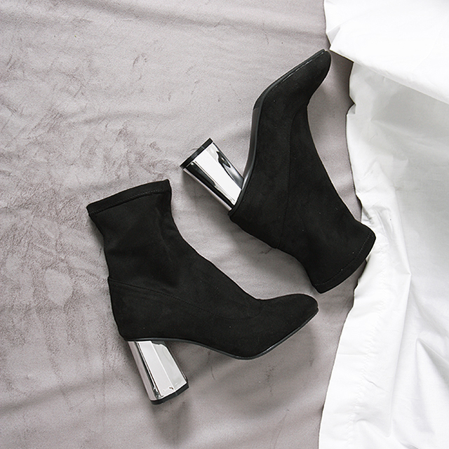 Silver Sheep Suede Span Angle Boots Warm Winter