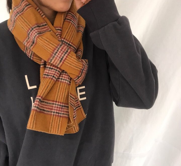 Autumn check muffler 2color Women Classic Vintage 