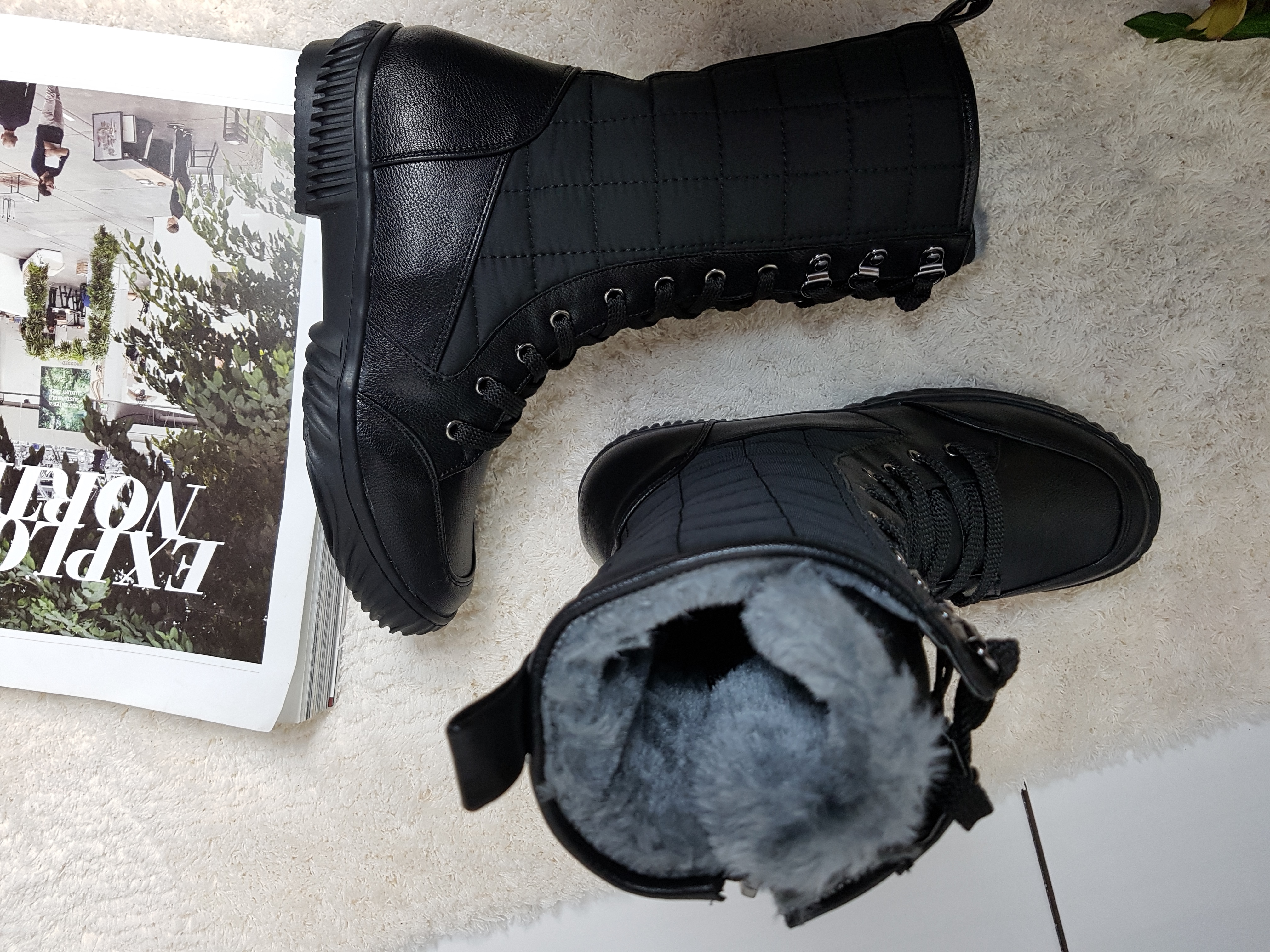 Lace up padded boots 222 Luxurious cute casual lon