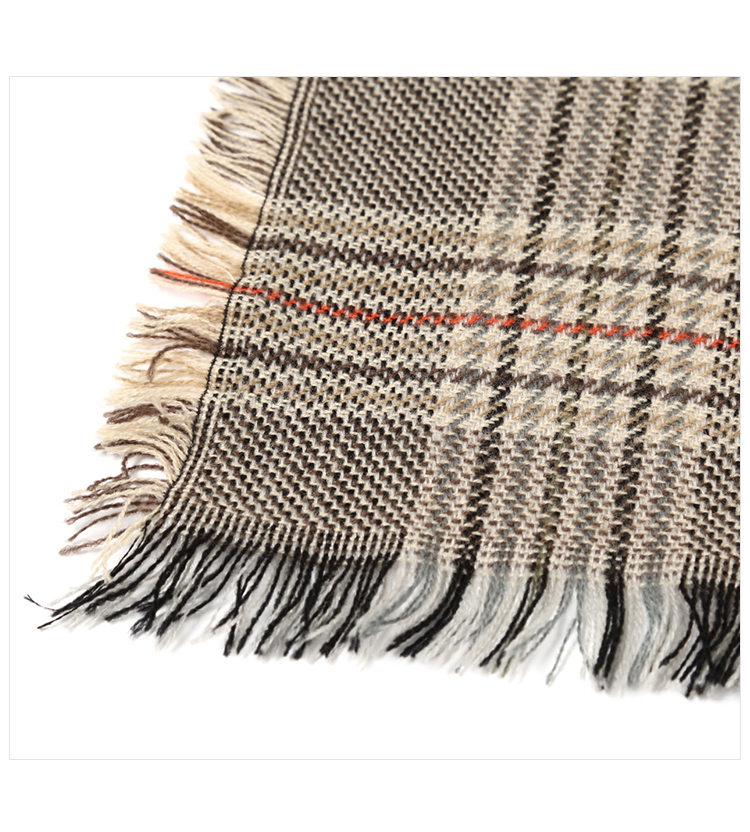 Brown Glen check long fringe muffler unisex public