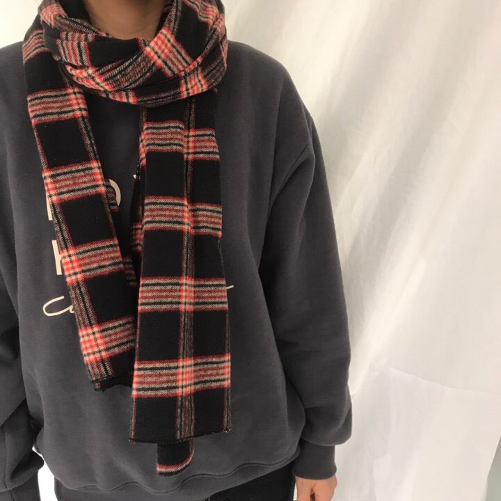 Autumn check muffler 2color Women Classic Vintage 