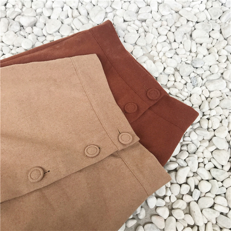 Side button winter wool long skirt H line 20 women